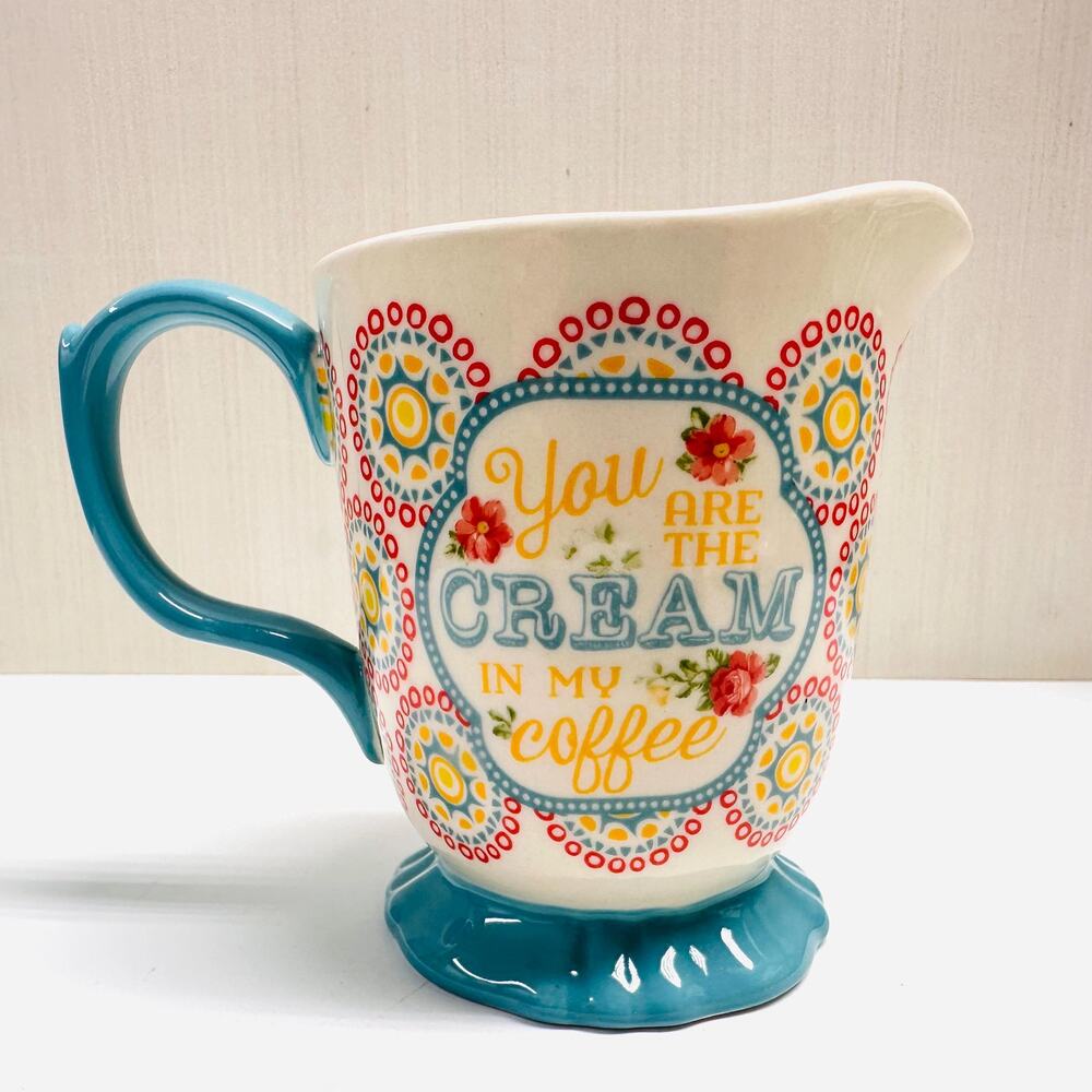 Pioneer Woman Hyacinth Stoneware Footed Creamer You are the Cream in my Coffee